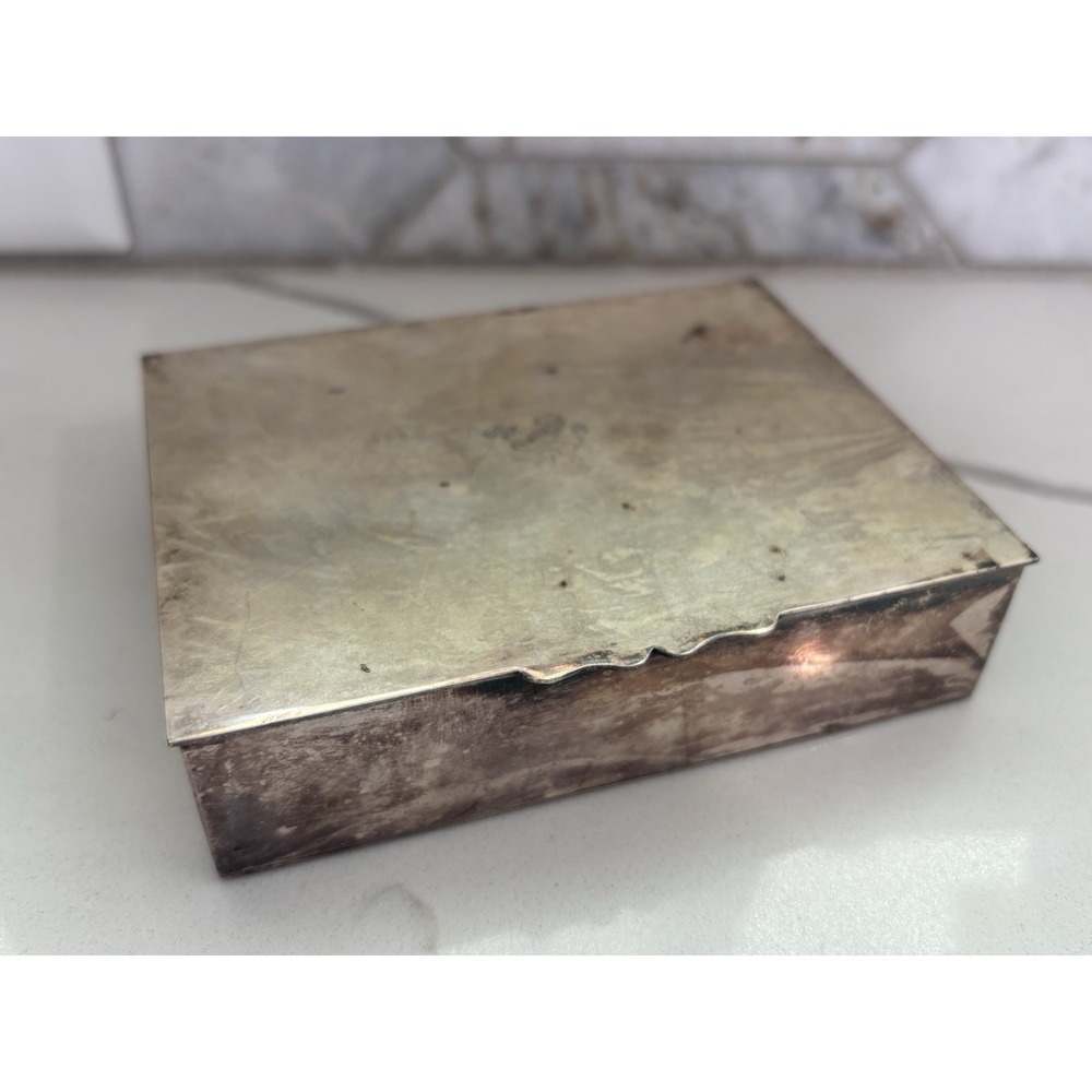 Vintage Exeter English Silverplated Cigarette Trinket Jewelry Box